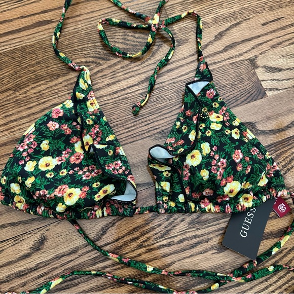 Guess NWT medium green floral triangle string bikini - Picture 3 of 7